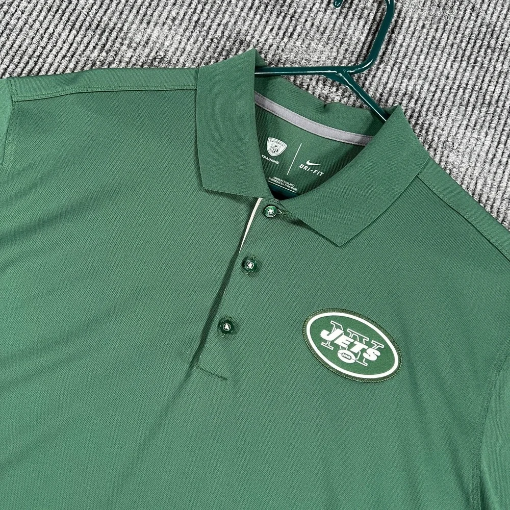 New York Jets Polo Shirt Mens XL Extra Large Green Short Sleeve Nike NFL Footbal